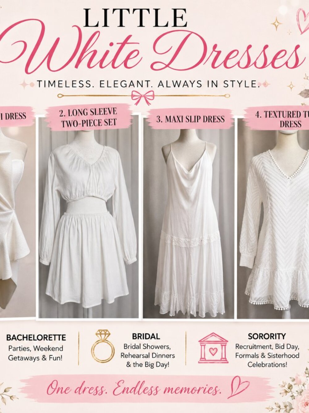 Little White Dresses for Bachelorette, Bridal, and Sorority events